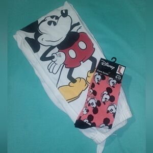 ♥️🤍💛 NWOT Womens Mickey Mouse Print Joggers Park Urban Street Size 4 W/ Socks